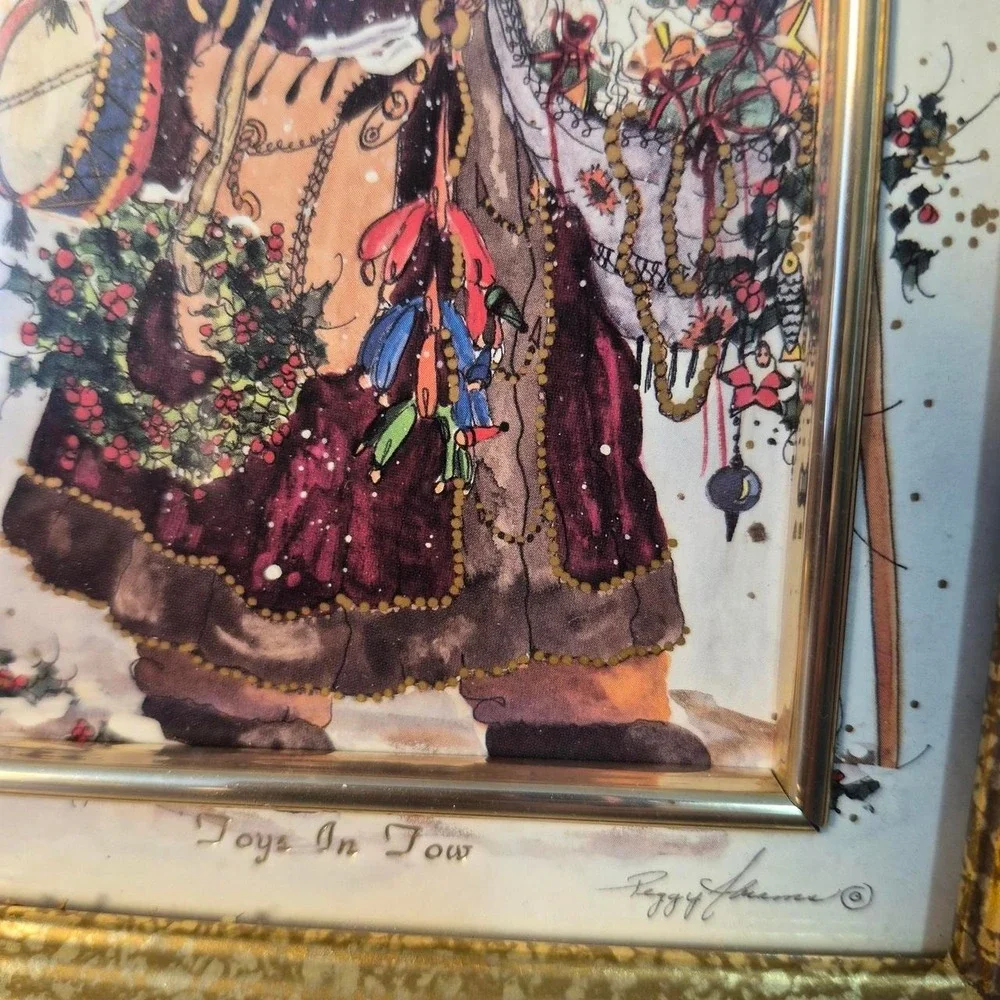 Santa Claus Christmas print in gold frame #christmas #holiday
